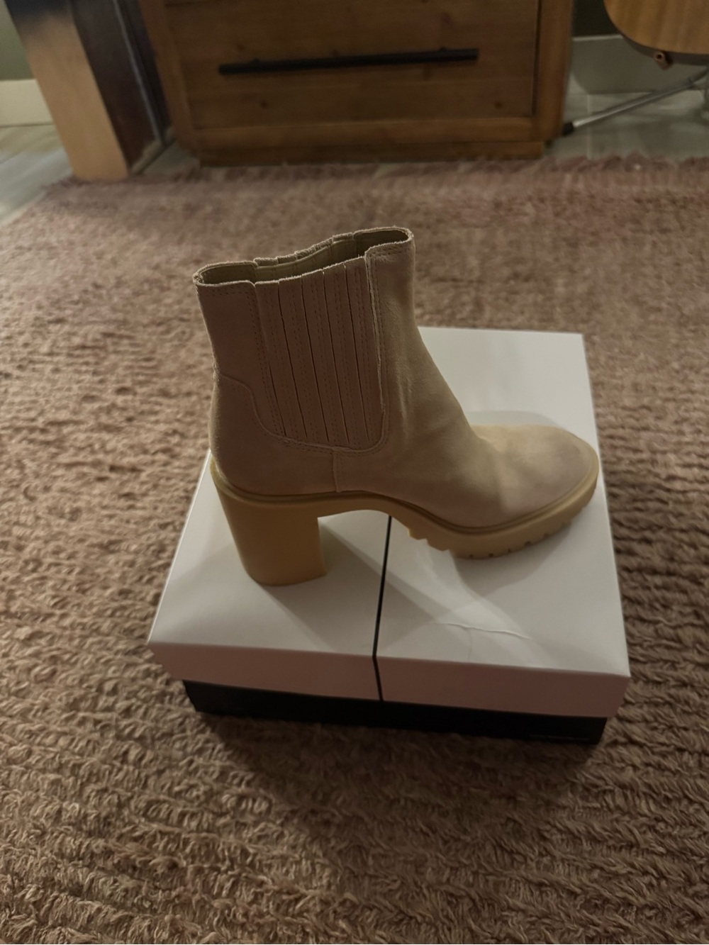 Dolce Vita Tan Suede Chelsea Block Heel Ankle Boot